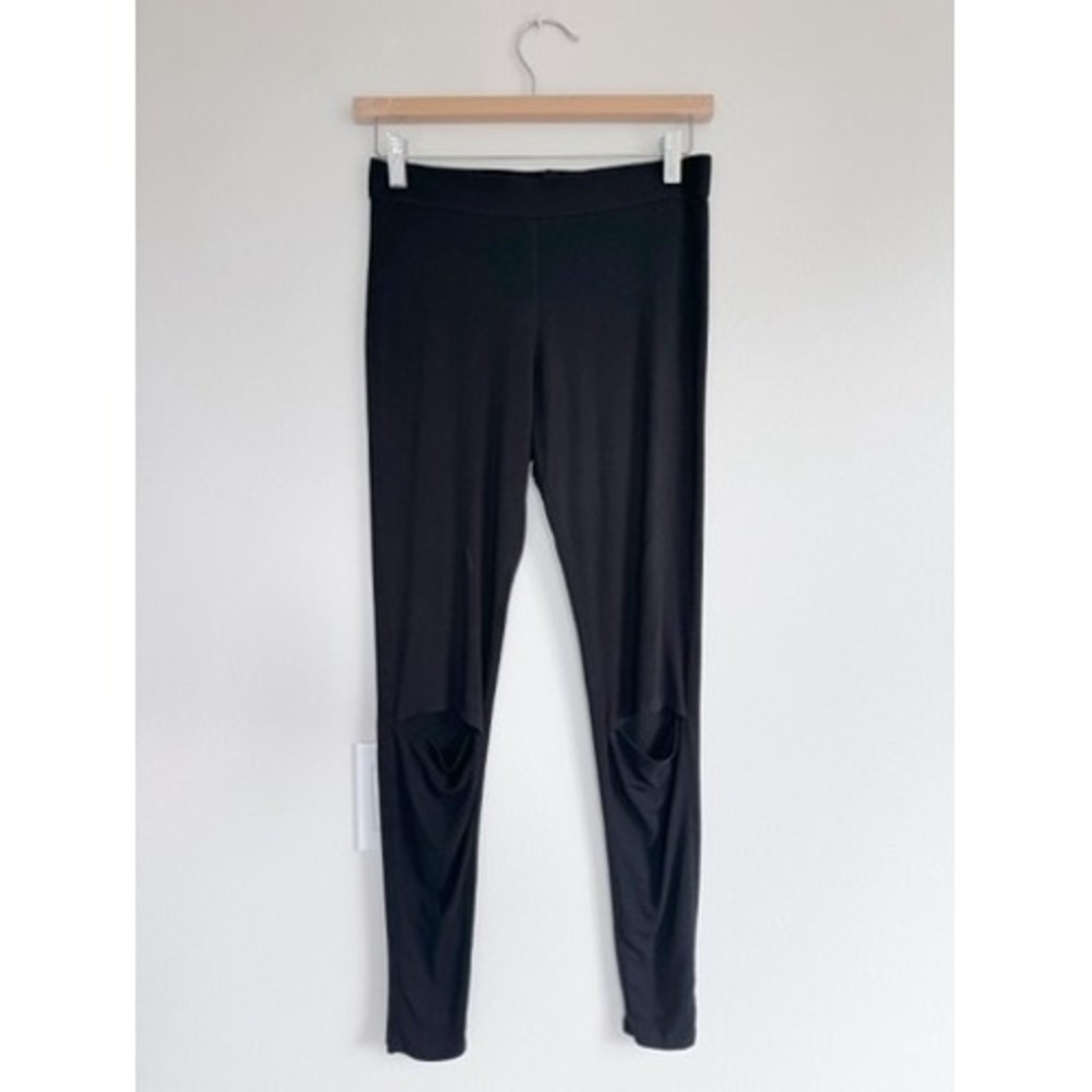 Joah Brown Black Slash Knee Distressed Modal Leggings M/L Made in USA